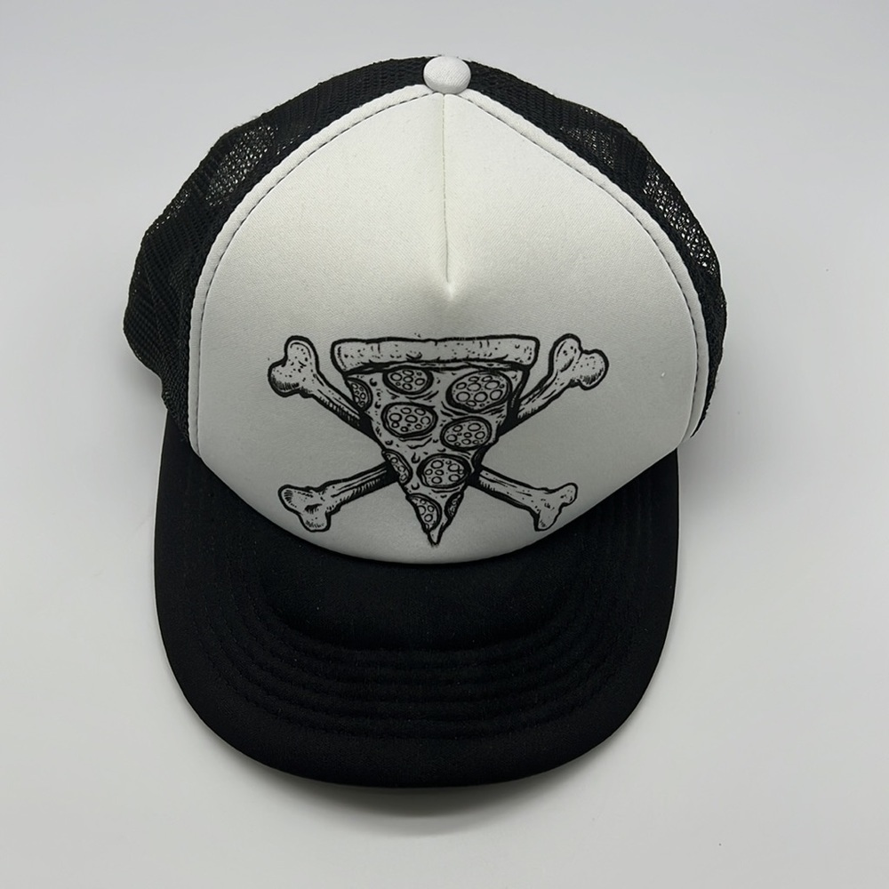 District - Pizza And Crossbones Fun Graphic Truck Driver Baseball Hat Onesize - Picture 6 of 11